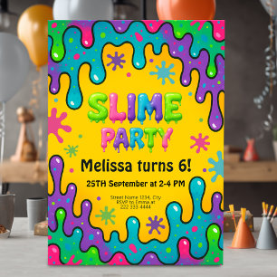 Kids Slime Party Birthday Invitation