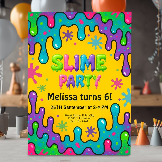 Kids Slime Party Birthday Invitation (Creator Uploaded)