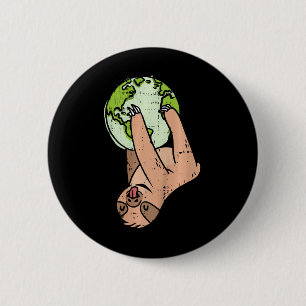 Kids Sloth Hanging Earth Day Environmental Animal 6 Cm Round Badge