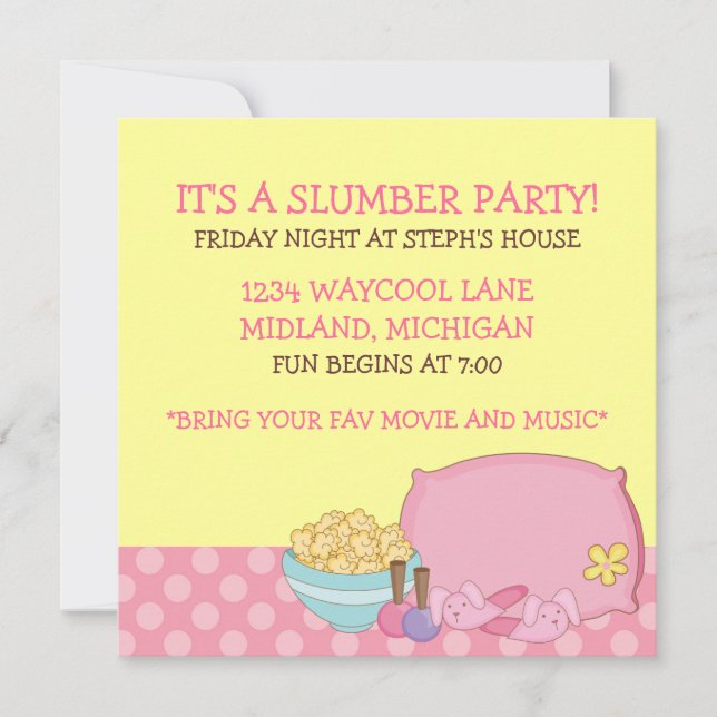 Kids Slumber Party Invitations (Front)