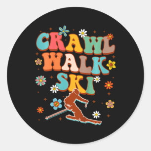 Kids Snow Skiing Lover Winter Sport By Toddler Cra Classic Round Sticker