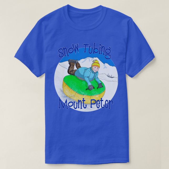 Kids Snow Tubing on Mount Peter New York T-Shirt (Design Front)