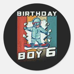 Kids Snowboard 6th Birthday Boy 6 Snowboarding 6th Classic Round Sticker