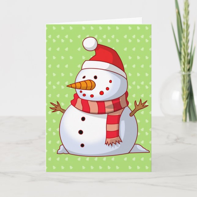 Kids Snowman Christmas Tree Snow for Grandparents Holiday Card (Front)