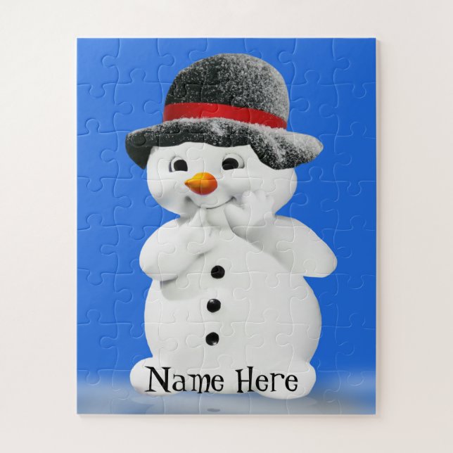 Kids Snowman Puzzle with Personalised Name (Vertical)
