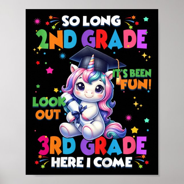 Kids So Long 2nd Grade Here I Come 3rd Grader Grad Poster (Front)