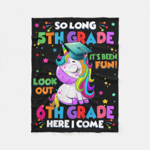 Kids So Long 5th Grade Graduation Here I Come 6th Fleece Blanket