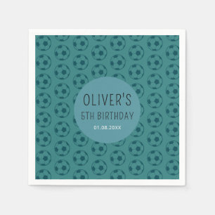 Kids Soccer Ball Blue Boys Birthday Party Napkin