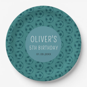 Kids Soccer Ball Blue Boys Birthday Party Paper Plate