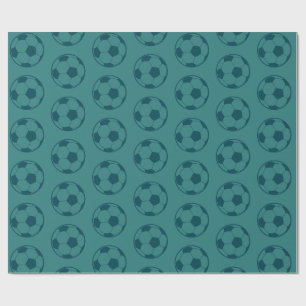 Kids Soccer Ball Blue Boys Birthday Party Wrapping Paper