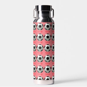 Kid's Soccer Ball Custom Name Girl Water Bottle