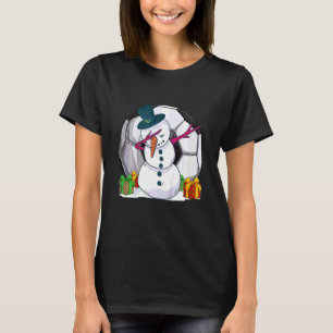 Kids Soccer Ball Dabbing Snowman Christmas Boys Ki T-Shirt
