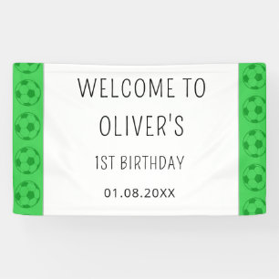 Kids Soccer Ball Green Boys Birthday Welcome sign