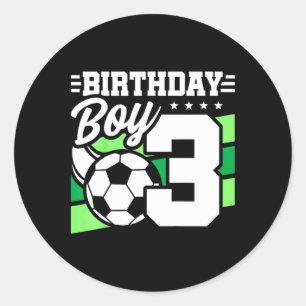 Kids Soccer Birthday Party - 3 Year Old Boy - 3rd Classic Round Sticker