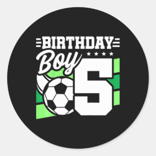 Kids Soccer Birthday Party - 5 Year Old Boy - 5th Classic Round Sticker