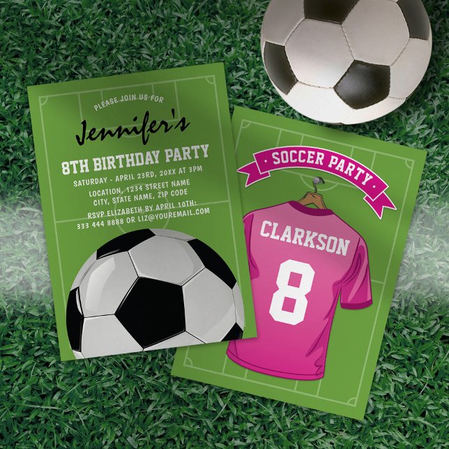 Kids Soccer Birthday Party | Girl Pink Jersey Invitation (Creator Uploaded)