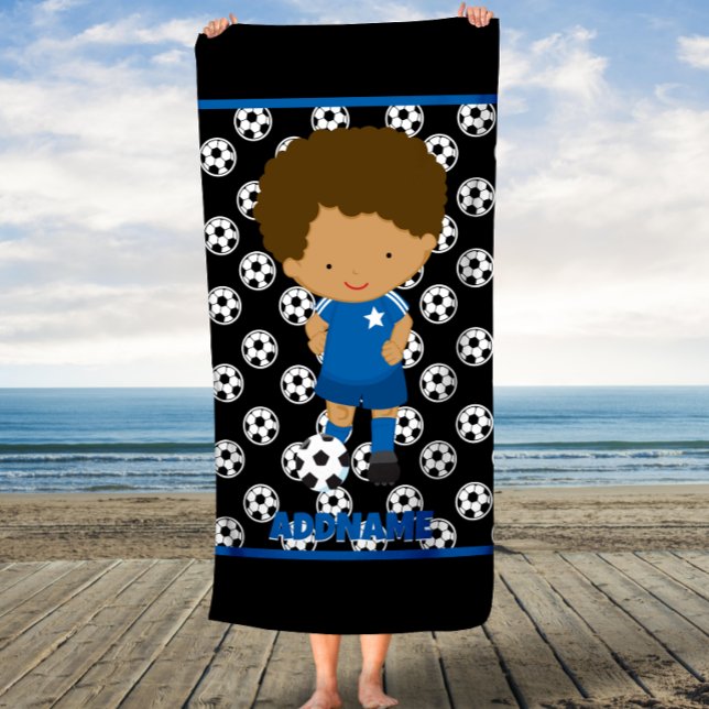 Kids Soccer Custom Name Beach Towel (Creator Uploaded)