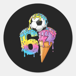 Kids Soccer Drip Ice Cream Number 67 Boys Soccer L Classic Round Sticker