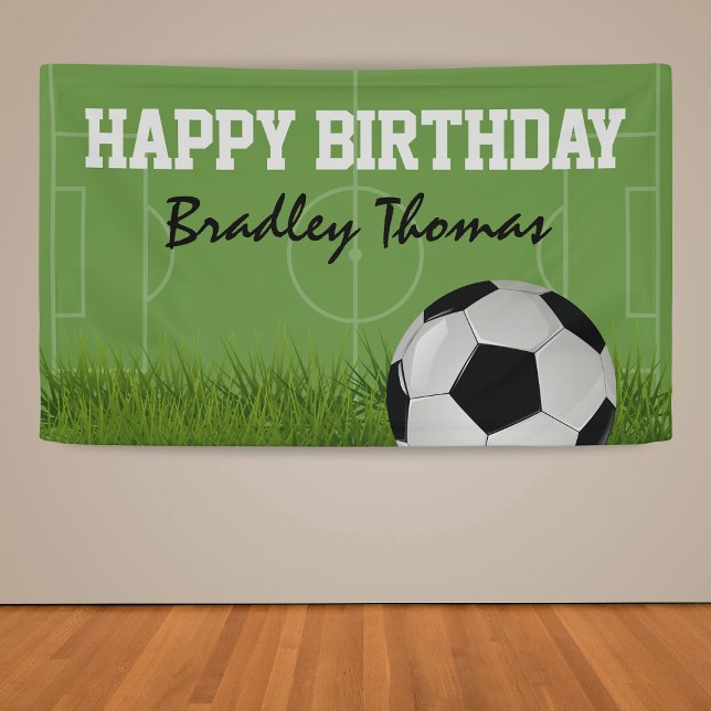Kids Soccer Football Birthday Party Banner (Creator Uploaded)