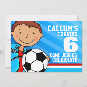 Kids soccer / football sports birthday invitation