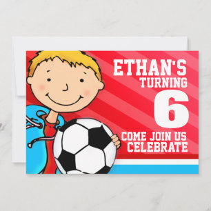Kids soccer / football sports birthday invitation
