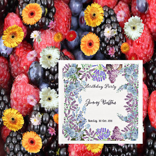 Kids Soft Pastel Blue Lilac Hydrangea Bud Birthday Napkin