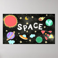 Kids Solar System Modern Graphic Space Wall