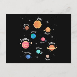 Kids Solar System Planets Knowledge Outer Space Po Postcard