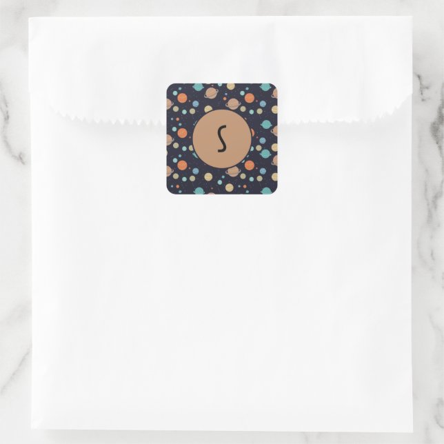Kids Solar System Planets Saturn Jupiter Mars Square Sticker (Bag)