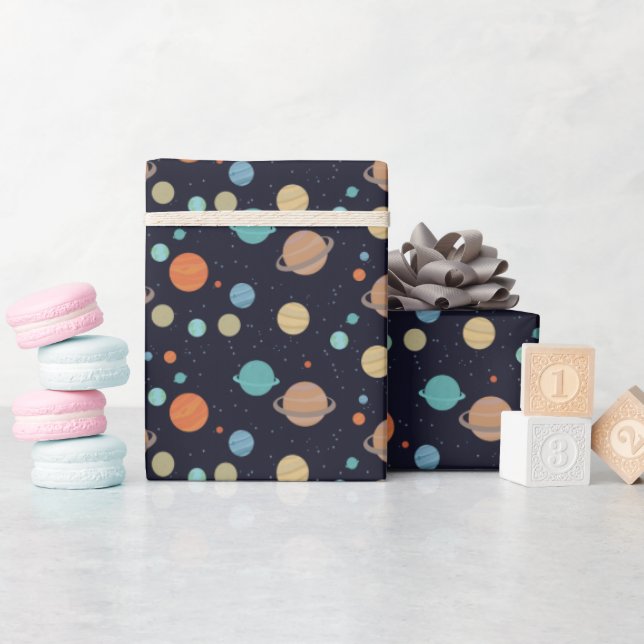 Kids Solar System Planets Saturn Jupiter Mars Wrapping Paper (Baby Shower)