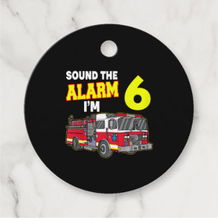 Kids Sound Alarm Im 6 Kids Fire Truck Firefighter Favour Tags