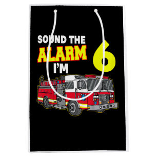 Kids Sound Alarm Im 6 Kids Fire Truck Firefighter Medium Gift Bag
