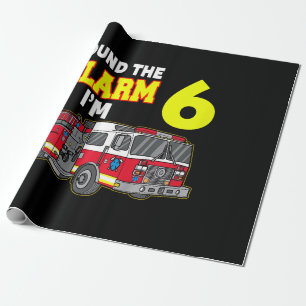 Kids Sound Alarm Im 6 Kids Fire Truck Firefighter Wrapping Paper