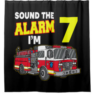 Kids Sound Alarm Im 7 Kids Fire Truck Firefighter Shower Curtain