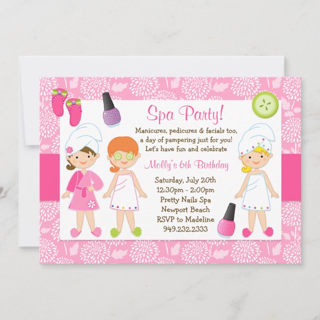 Kids Spa Birthday Party Invitation (Front)