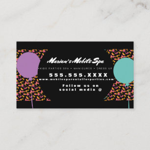 Kids Spa Bus Party Rental Animal Print Business Card