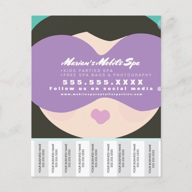 Kids Spa Business Party Rentals Tear Off Flyers (Front)