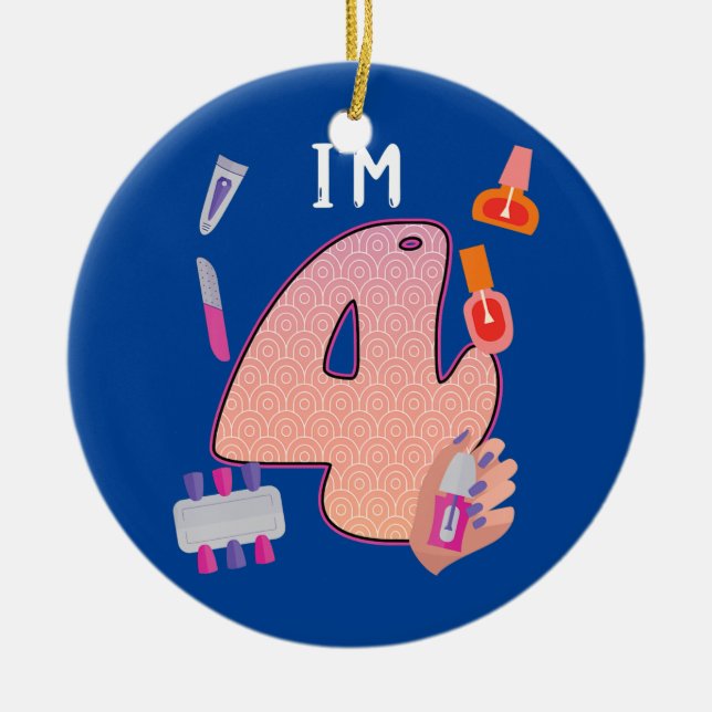 Kids Spa Makeup 4th Birthday for Little Girl Ceramic Ornament (Front)