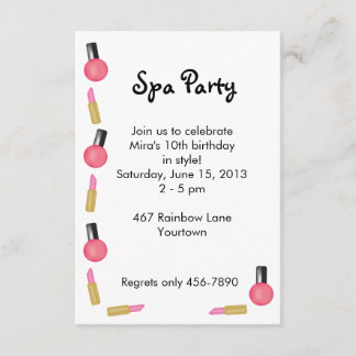 Kids Spa Party Invitation with Cosmetics