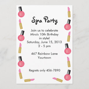 Kids Spa Party Invitations with Cosmetics