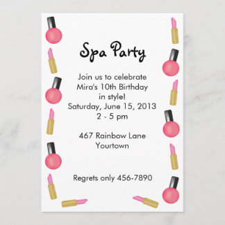 Kids Spa Party Invitations with Cosmetics