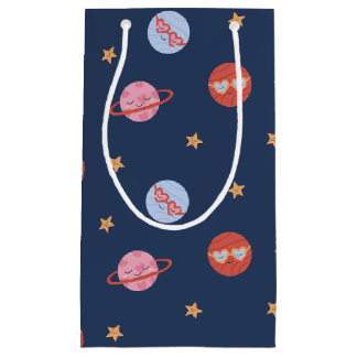 Kids Space Mini Pattern with Planets & Stars Small Gift Bag