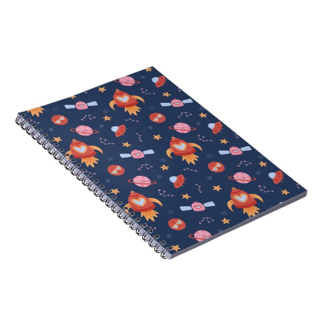 Kids Space Pattern with Rockets & Planets Notebook (Right Side)