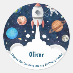 Kids Space theam thanks  Classic Round Sticker