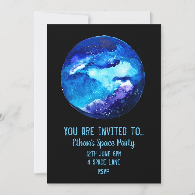 Kid's Space theme party invitation (Front)
