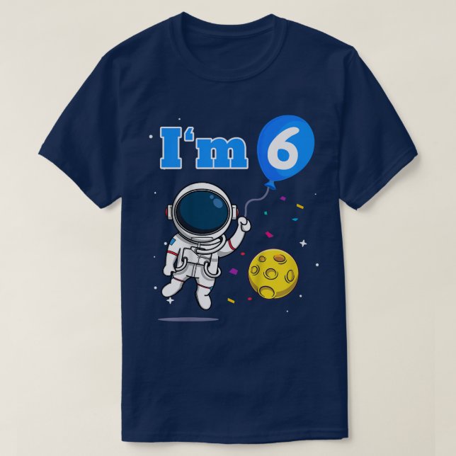 Kids Spaceman Astronaut Space I'm 6 Si Sith 6th Bi T-Shirt (Design Front)