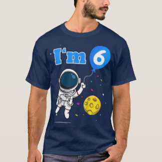 Kids Spaceman Astronaut Space I'm 6 Si Sith 6th Bi T-Shirt