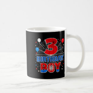 Kids Spider Web 3 Year Old Birthday Boy Coffee Mug