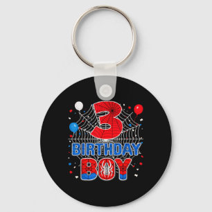 Kids Spider Web 3 Year Old Birthday Boy Key Ring