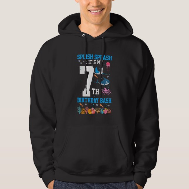 Kids Splish Splash 7th Birthday Bash Future Marine Hoodie (Front)
